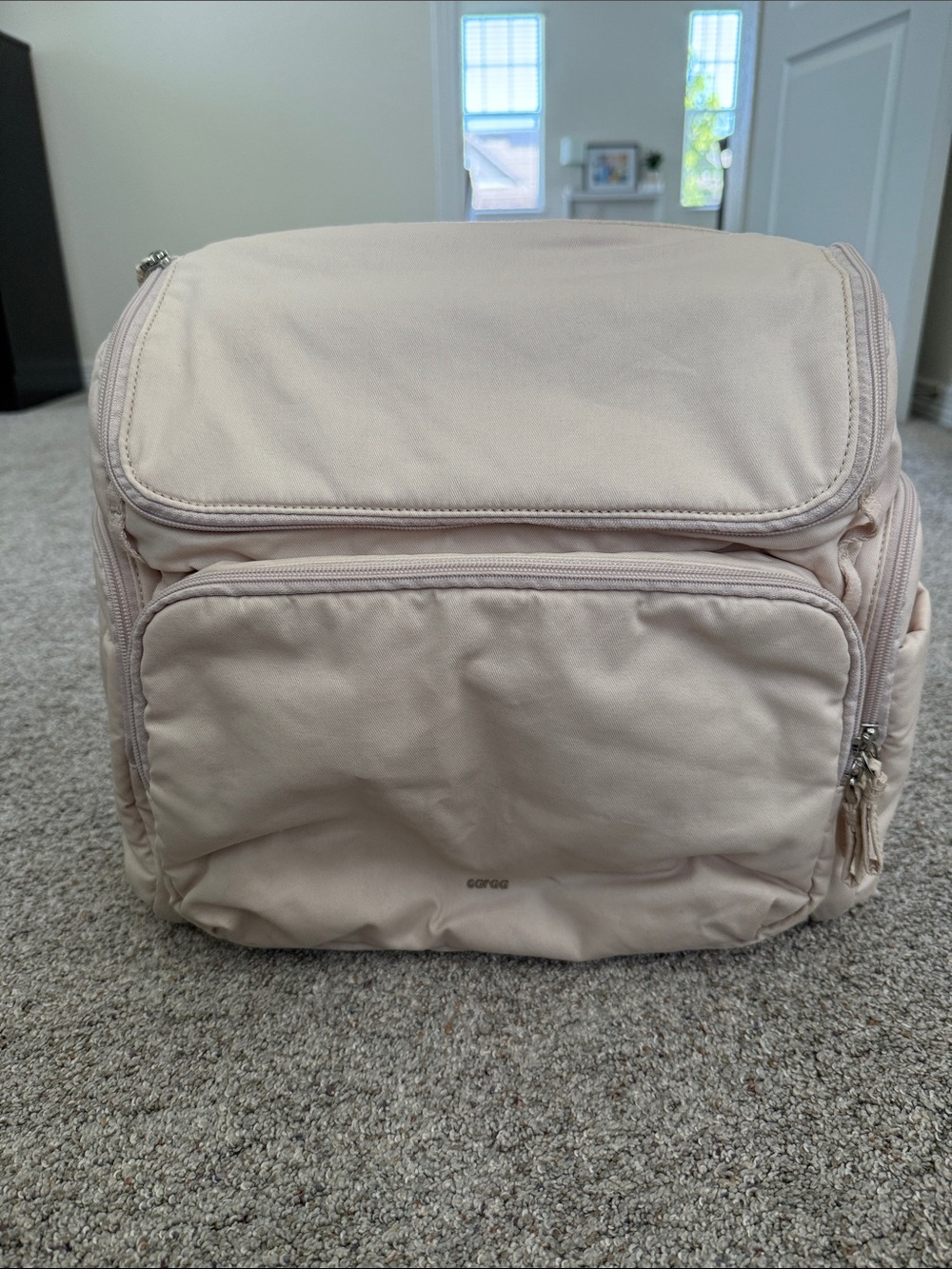 caraa baby diaper bag cream fabric backpack